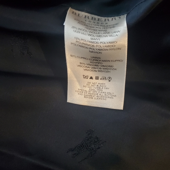 Burberry Metallic Check Pea Coat Jacket Size 8 - Picture 7 of 10